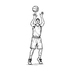 Obraz premium Basketball Player Shooting Ball in Game Action.