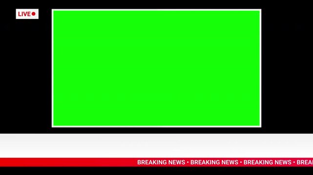 Live breaking news broadcast lower third template with green screen