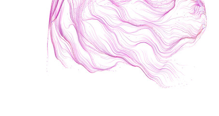 Fototapeta premium Abstract pink lines create a flowing pattern on a white background, perfect for artistic projects.