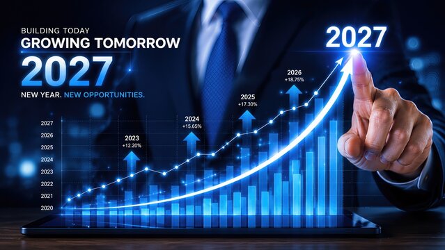 2027 Financial Growth and Investment Success Concept 3D Illustration