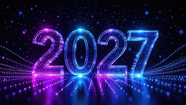 2027 Futuristic Digital Technology Concept with AI Network and Data Flow 3D Illustration