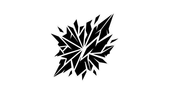 Abstract Black Shattered Geometric Shape on White Background