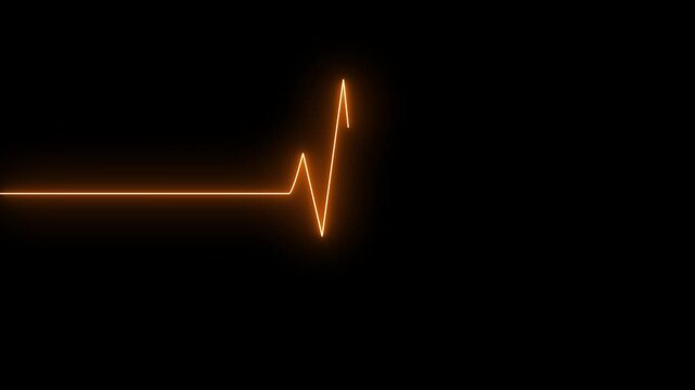 Glowing orange heartbeat line representing a pulse or medical monitoring signal on a dark background