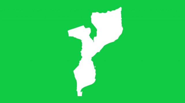 Mozambique map pop animation with green background