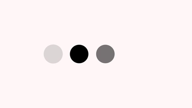 Cute minimalist three dots sliding loading animation layout with grayscale palette on soft cream light background for simple website interface preloader and digital asset design.