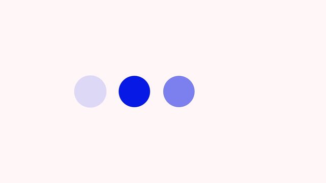 Clean blue and purple three dots bouncing loading screen indicator asset on light cream background for modern website user interface design and mobile app buffering preloader.