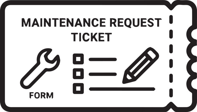 Professional Maintenance Request Form Ticket Vector Icon for Work Order Tracking, Facility Management, IT Support, Property Maintenance, Office Administration, Service Requests, Asset