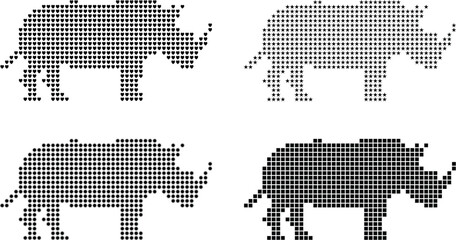 Pixel art rhinoceros on white background. © MD