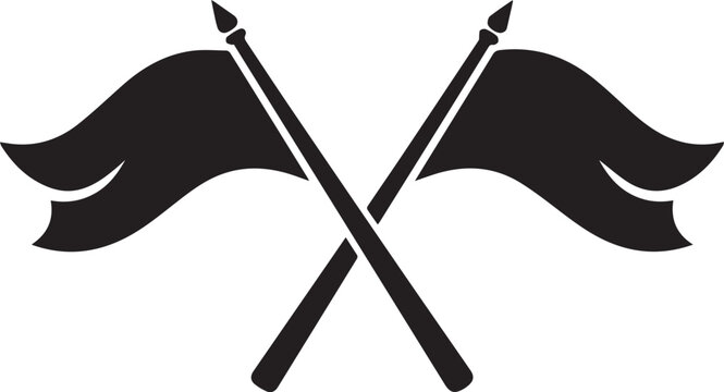 Two crossed pirate flags with black jolly roger symbols Vector