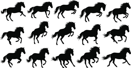 Horse Silhouettes Vector Illustration Set © Nurjahan