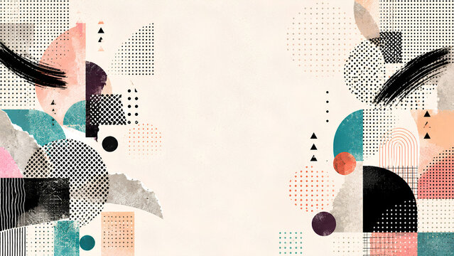 Postmodern anti-design collage with halftone textures and copy space

