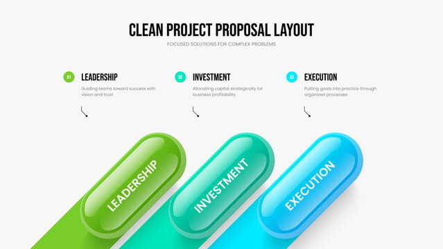 Corporate Plan Presentation Template Vector Illustration. Professional Innovation Three Step Diagram Frame Design. Company Forecast 3 Option Infographic Slideshow Layout.