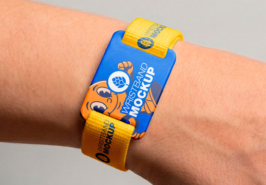Fabric wristband tag mockup