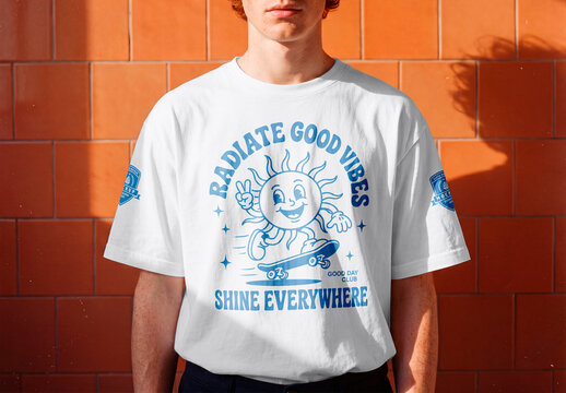 Oversized T Shirt Mockup on Model