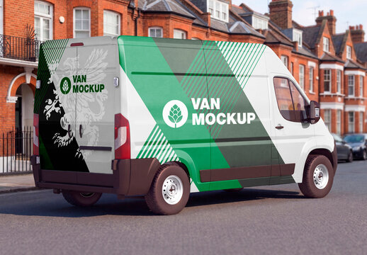 Delivery Van Mockup on City Street