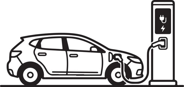 Electric car, charging station, eco friendly vehicle, sustainable energy