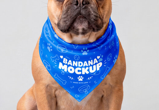 Dog Bandana Mockup on Bulldog
