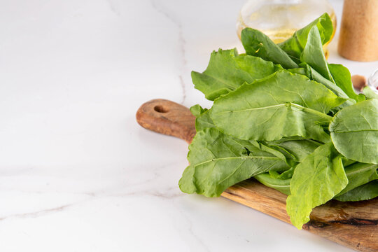 Bunch of fresh raw organic sorrel leaves