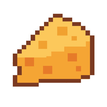 retro 8-bit pixel Piece of cheese vector design.