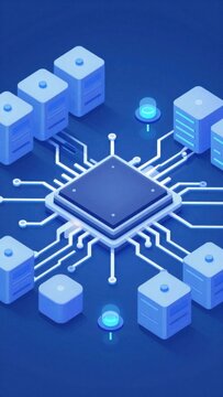 circuit board with microchip and servers