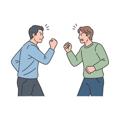 Fototapeta premium Two Men Arguing, Fist Fight Preparation, Conflict, Anger, Disagreement