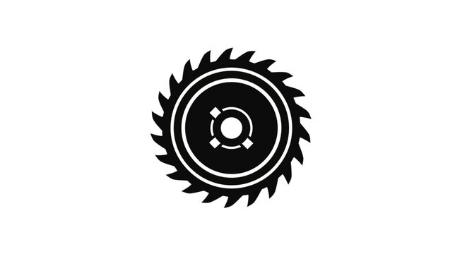 Circular Saw Blade Icon - Sharp Metal Teeth, Industrial Tool Graphic