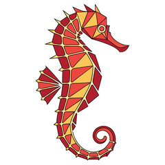 Abstract seahorse illustration in geometric style. © go