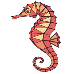 Colorful geometric seahorse vector art background. © go