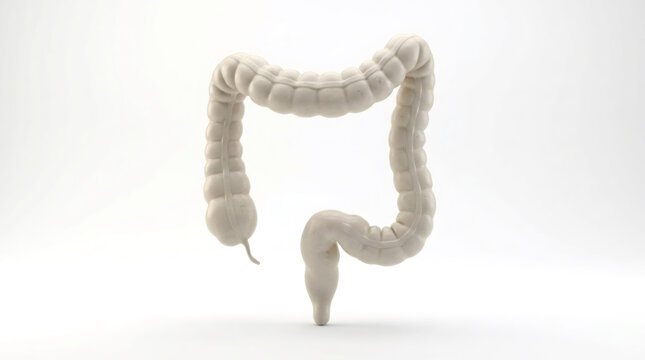 3D Render of Human Large Intestine Colon Isolated on White Background