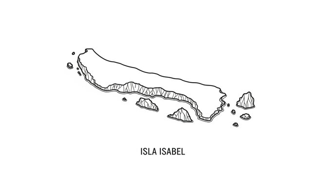 Isla Isabel Island Landscape Drawing.