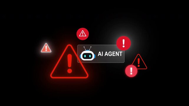 AI agent risk warning alert management interface with enterprise professional monitoring autonomous system notifications and intelligent automation oversight, 4k video clip