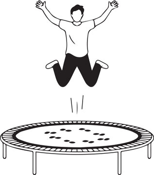 man jumping on a trampoline in a fun outdoor activity for exercise and recreation