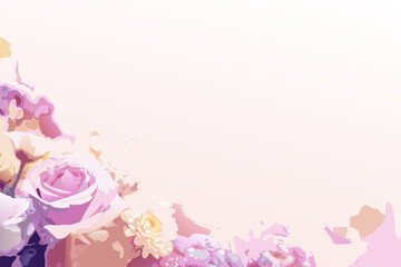 Pastel floral ornament with blurred bokeh effect and soft pink background © Shuvra Majumder