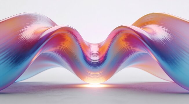 Abstract 3D Render of Colorful Fluid Waveform Sculpture