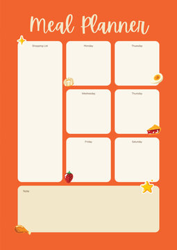 Orange and White Playful Food Meal Planner A4.eps