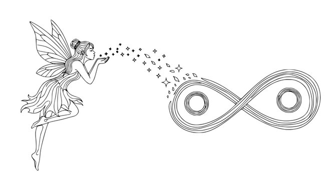 Fairy Blowing Sparkles Creating Infinity Symbol