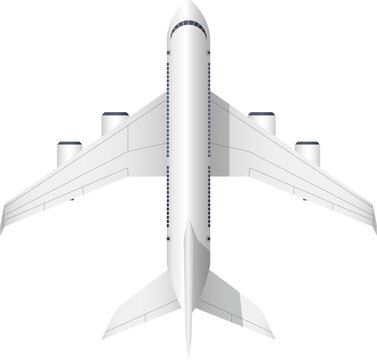 Passenger airliner plane flying top view illustration