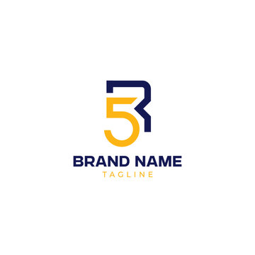 5R / SR Initial Letter Logo in Modern Minimal Geometric Style with Blue and Yellow Monogram Design