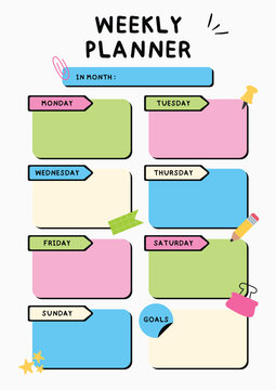 Colorful Creative Doodle Weekly Planner.eps