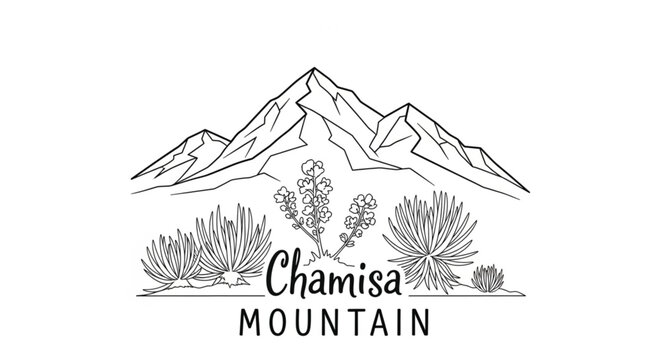 Chamisa Mountain Landscape Illustration Design.