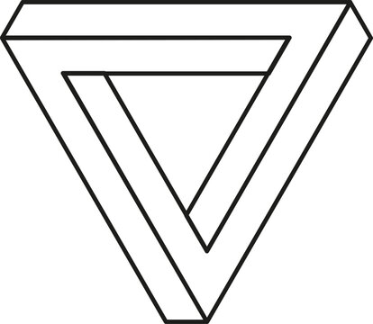Impossible triangle illusion creating a paradox perception