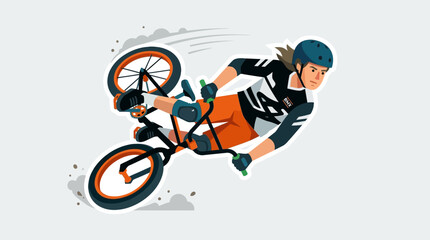 Naklejka premium BMX Rider Performing Trick on Bicycle, Action Sport, Dynamic Movement