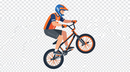 Naklejka premium BMX Rider Performing Wheelie Stunt, Action Sport Vector Illustration
