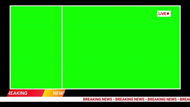 Live breaking news broadcast lower third template with green screen
