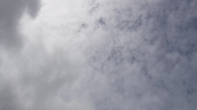 Dramatic timelapse of white and grey cumulus clouds rolling through sky