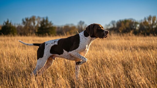 English pointer in golden grass