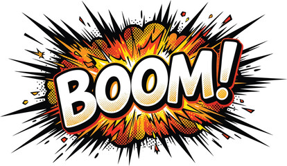 Comic book explosion with boom text © SH Stock