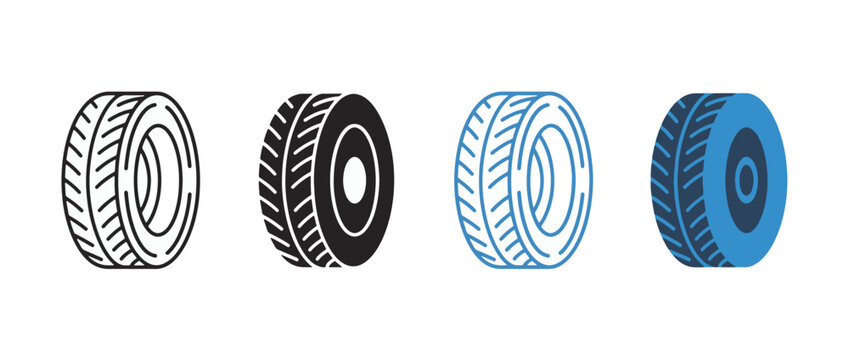 Car tire icon set. wheel and rubber tire. automotive transport concept. vector illustration. Adobe Illustrator Artwork