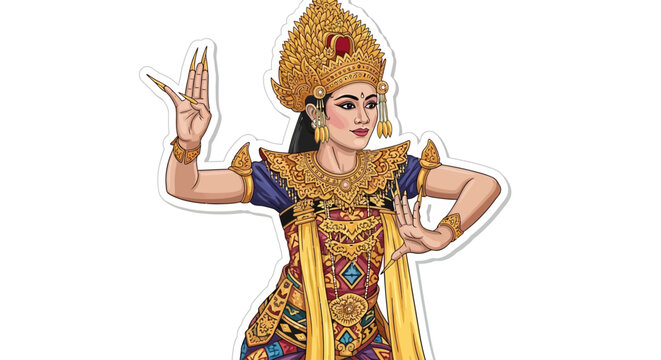 Traditional Thai dancer in colorful costume and golden headdress