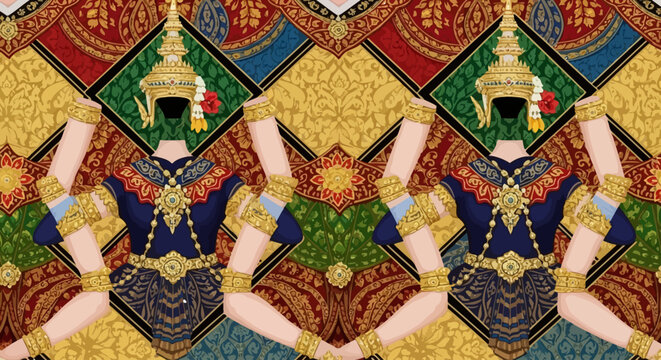 Vibrant Thai Traditional Dancers in Ornate Costumes